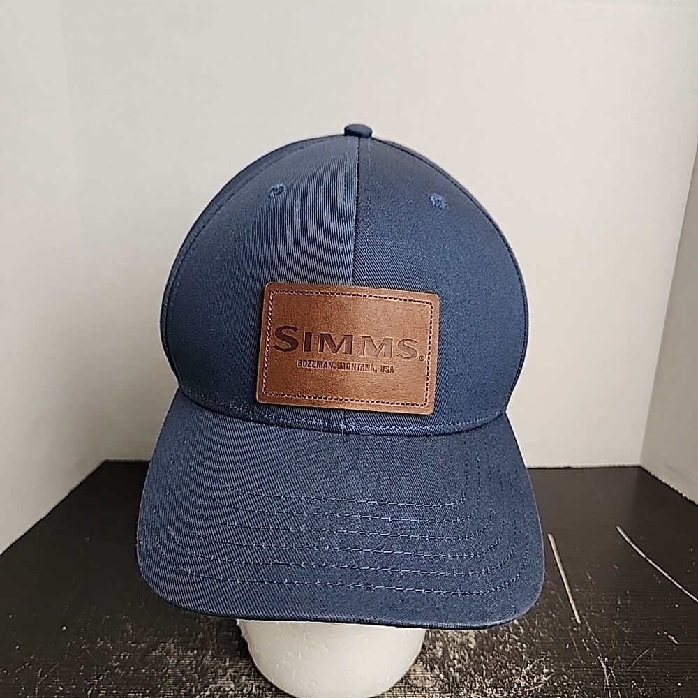 Simms Fishing Hat Cap Snapback OSFM Bozeman Montana USA Leather Patch Logo